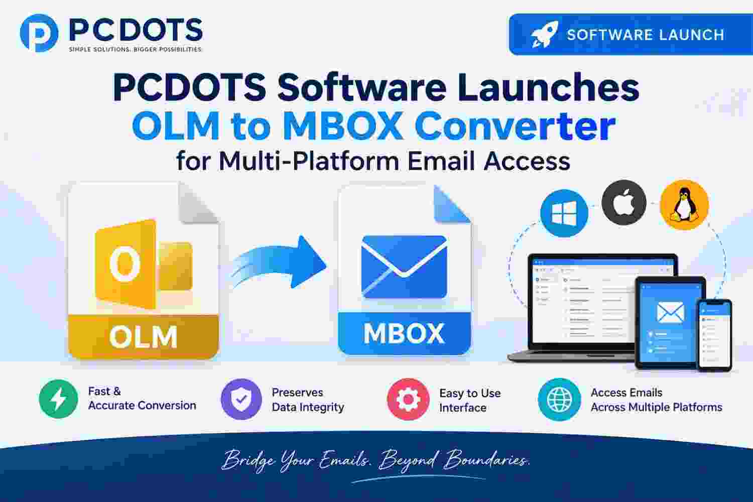 PCDOTS Software Launches OLM to MBOX Converter for Multi-Platform Email Access