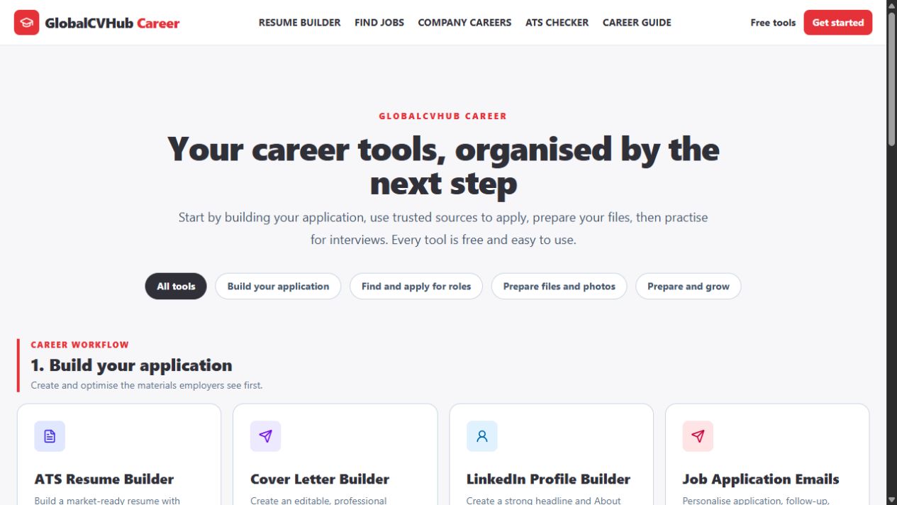 GlobalCVHub Brings Free Career Tools Together Around Your Next Step